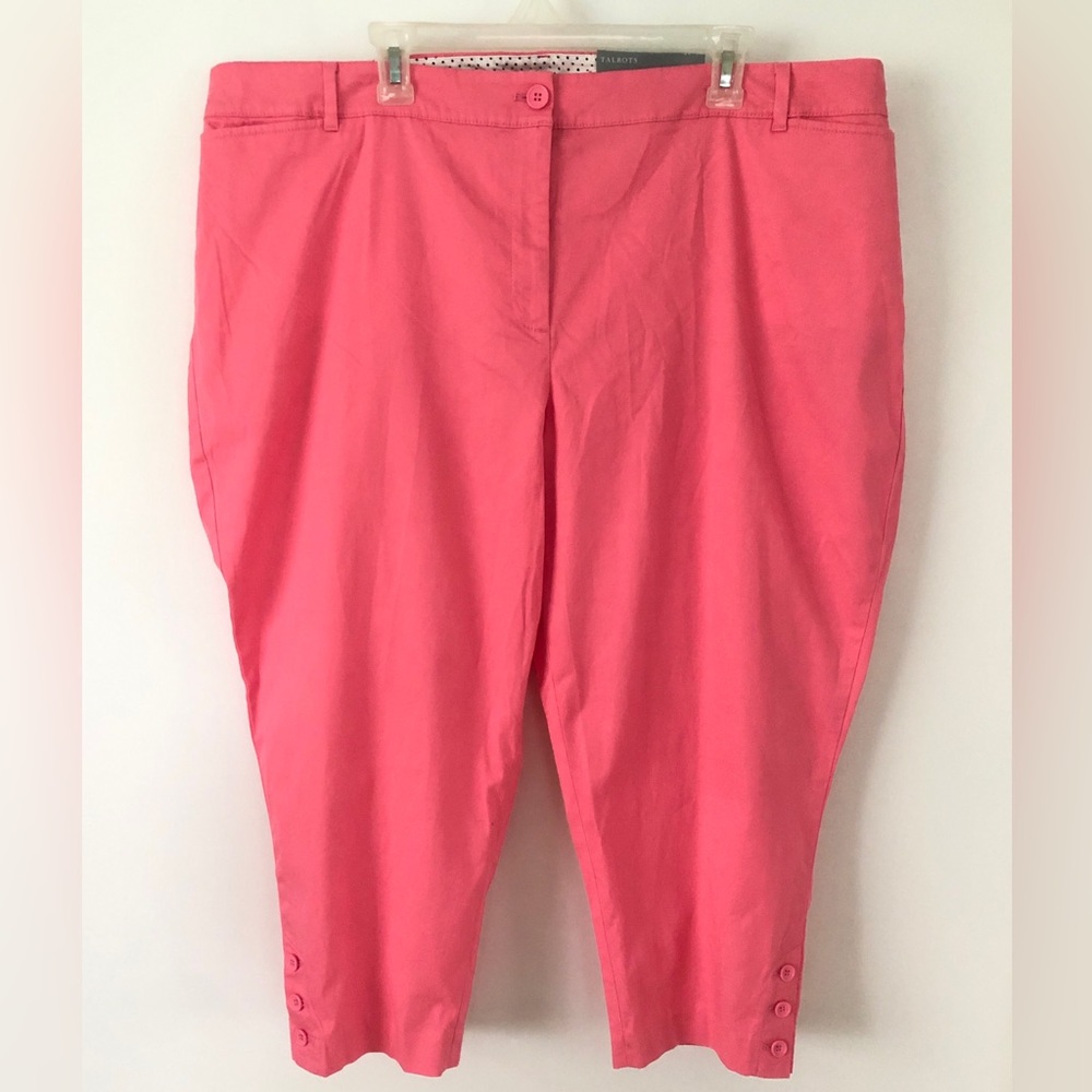 Talbots Plus The Perfect Crop Pants Pink Cotton Blend Stretch Size 22WP NWT